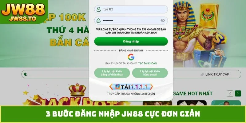 3 bước đăng nhập JW88 cực đơn giản