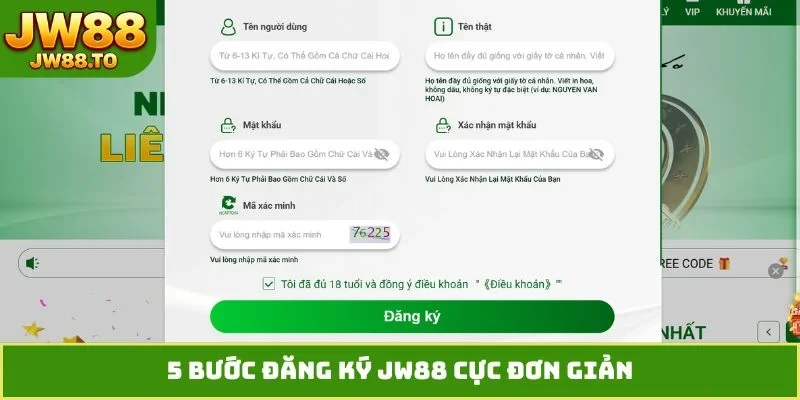5 bước đăng ký JW88 cực đơn giản