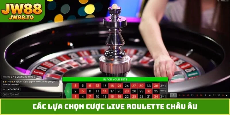 Các lựa chọn cược Live Roulette Châu Âu